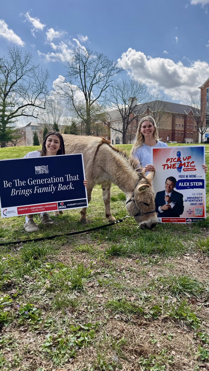 Happy Easter weekend from the Bluegrass! ✝️🇺🇸🤍🐎

We had a great event at the University of Kentucky yesterday with hundreds of students celebrating faith and freedom at our petting zoo. Our <a href="/tpusastudents/">TPUSA Students</a> are making a difference, sparking conversations, and registering voters.