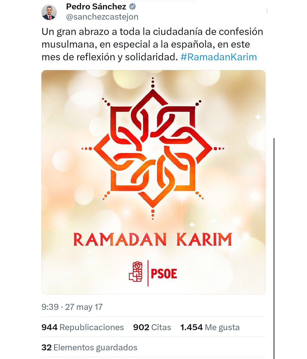 NCamporro's tweet photo. Señora @ArantxaTirado:
El Estado español puede transmitir actos religiosos católicos (y de otras confesiones) a través de su televisión pública (RTVE), a pesar de definirse como aconfesional en la Constitución de 1978. 

Esta posibilidad se basa en una interpretación que armoniza la aconfesionalidad con el derecho a la libertad religiosa y la cooperación con las confesiones. 

Aquí están los puntos clave:

• 𝗔𝗰𝗼𝗻𝗳𝗲𝘀𝗶𝗼𝗻𝗮𝗹𝗶𝗱𝗮𝗱 𝗻𝗼 𝗲𝘀 𝗹𝗮𝗶𝗰𝗶𝗱𝗮𝗱 𝗮𝗻𝘁𝗶𝗿𝗿𝗲𝗹𝗶𝗴𝗶𝗼𝘀𝗮: 
La aconfesionalidad implica que ninguna confesión tiene carácter estatal, pero el Estado no es antirreligioso ni ajeno al fenómeno religioso, según se desprende del artículo 16 de la Constitución.

• 𝗠𝗮𝗻𝗱𝗮𝘁𝗼 𝗱𝗲 𝗰𝗼𝗼𝗽𝗲𝗿𝗮𝗰𝗶𝗼́𝗻: 
El artículo 16.3 de la Constitución obliga a los poderes públicos a tener en cuenta las creencias religiosas de la sociedad española y mantener relaciones de cooperación con la Iglesia Católica y otras confesiones.

• 𝗙𝘂𝗻𝗰𝗶𝗼́𝗻 𝗱𝗲 𝘀𝗲𝗿𝘃𝗶𝗰𝗶𝗼 𝗽𝘂́𝗯𝗹𝗶𝗰𝗼: 
La retransmisión de actos religiosos, como "El Día del Señor" en La 2, se justifica dentro de la función de servicio público de RTVE, buscando reflejar la realidad plural y las creencias de una parte de la sociedad, no como una imposición oficial de la fe católica.

• 𝗣𝗹𝘂𝗿𝗮𝗹𝗶𝗱𝗮𝗱: 
Aunque la Iglesia Católica tiene una presencia destacada, las televisiones públicas (nacionales y autonómicas) también suelen dar espacio a otras confesiones religiosas con acuerdos de cooperación.

En base a la protesta que hace usted, le pregunto:
¿Puede el presidente del Gobierno (Pedro Sánchez) publicar un mensaje –como hizo en 2017 por esta red social– enviando un saludo a la ciudadanía de confesión musulmana, especialmente a la española, durante el mes de reflexión y otro en 2018 en solidaridad del Ramadán y desear "un muy feliz Eid el Fitr" transmitiendo sus deseos de paz a los musulmanes de España? 

¿Puede el Ministerio de la Presidencia, Justicia y R. Cortes publicar un mensaje en esta misma red social deseando a la comunidad musulmana en España un "feliz mes de Ramadán" como lo hizo en febrero de 2026 desdeñando la Cuaresma de los católicos?

Desconozco si, entonces, hizo usted una protesta formal por esta misma red social al respecto recordando que el estado español es un Estado aconfesional.