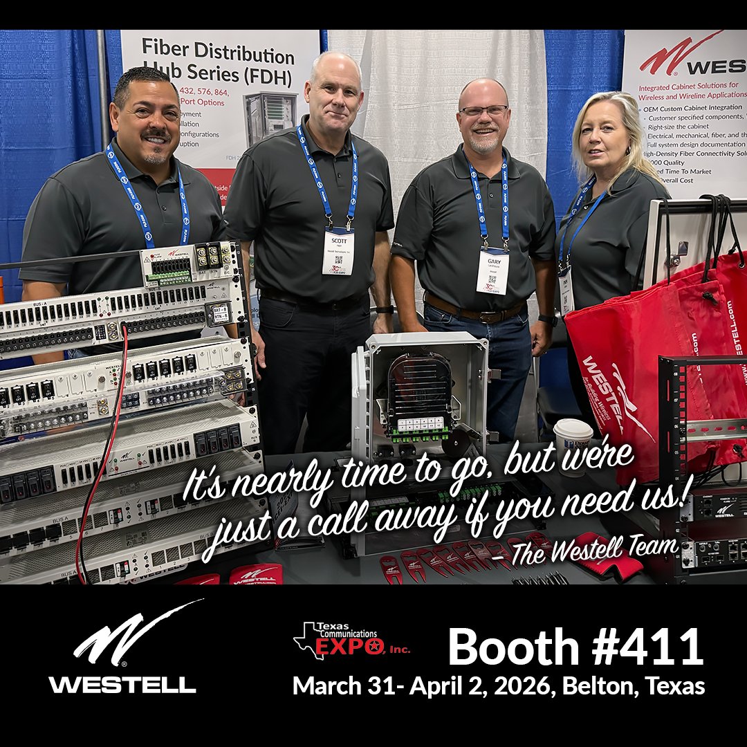 Westell_Tech's tweet image. Another great event is nearly a wrap. Reach out to the team at Westell.com for #FiberAccess, #RemoteMonitoring, #PowerDistribution, #IntegratedCabinets... and More!
#TCEIExpo #tcei26