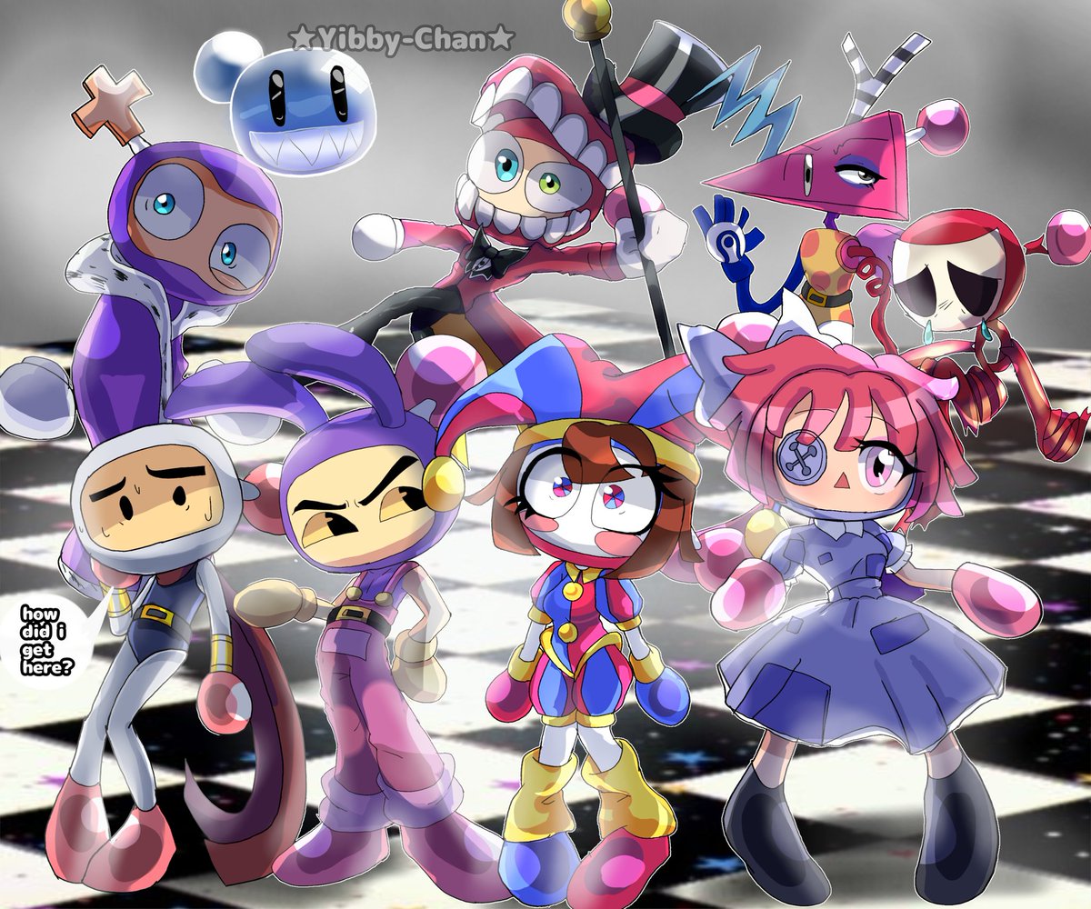 Okay, my attempt to make the entire cast of The Amazing Digital Circus in a bomber version.
#theamaizingdigitalcircus #TADC #fanart #Bomberman