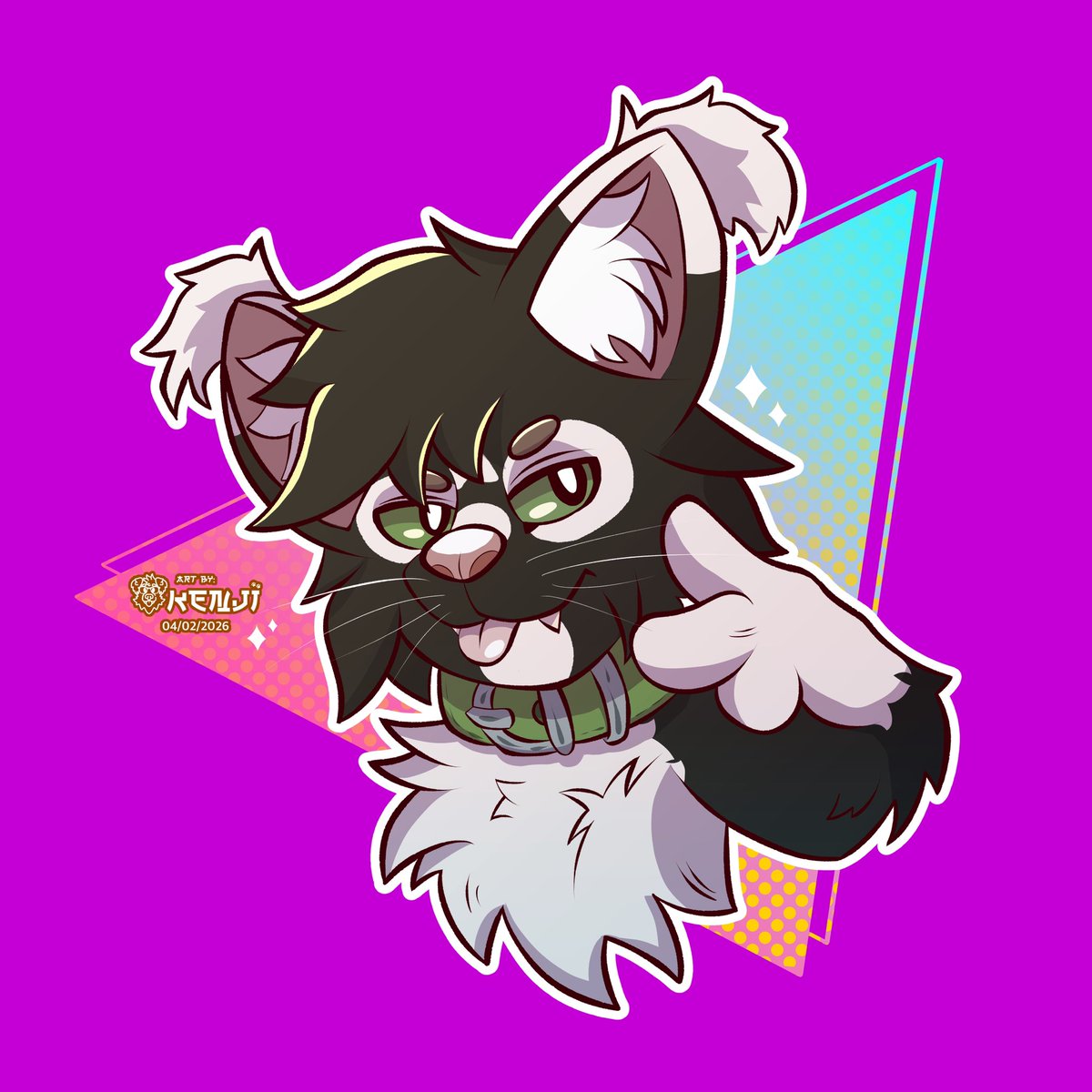 A small icon for <a href="/oreomishi/">OreoMishi</a> for his birthday last week 🐱🐾 #furry #furryart ##furryicon