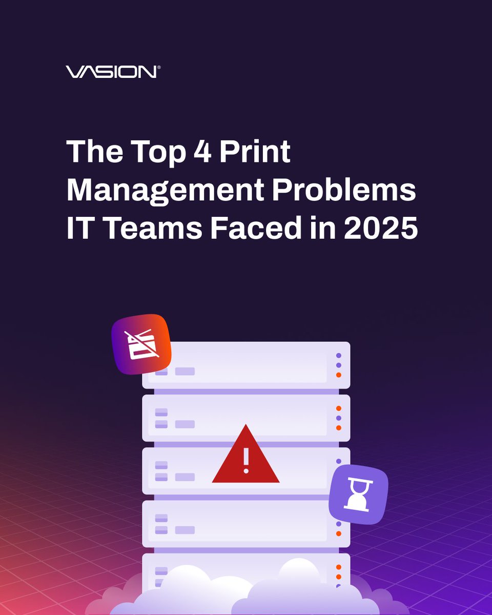 VasionSoftware's tweet image. We analyzed our most-read content this year and identified four problems that consistently frustrate IT teams. The good news is that each of these problems has a solution. 

Read more→ vasion.com/blog/4-print-m…
 #PrintManagement #ITSupport #DigitalTransformation