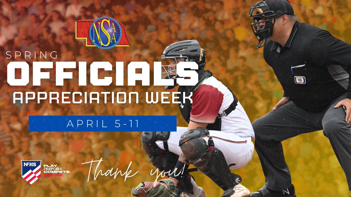 nsaahome's tweet photo. 📣 Blowing the whistle, making the call, and keeping the game moving—our officials do it all! 👏⚡

This Spring Officials Appreciation Week, we’re grateful for their hard work and commitment to Nebraska high school athletics. Thank an official TODAY!

#nebpreps https://t.co/jAQQCcMYXT