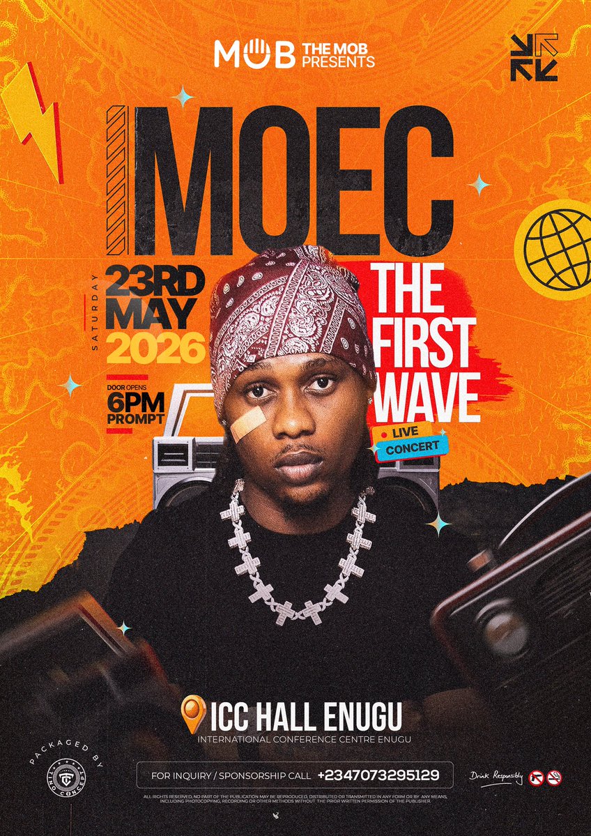 “THE FIRST WAVE” live concert! 

At International Conference Center Enugu… 23rd May 2026📌 

Packed by Tino concepts