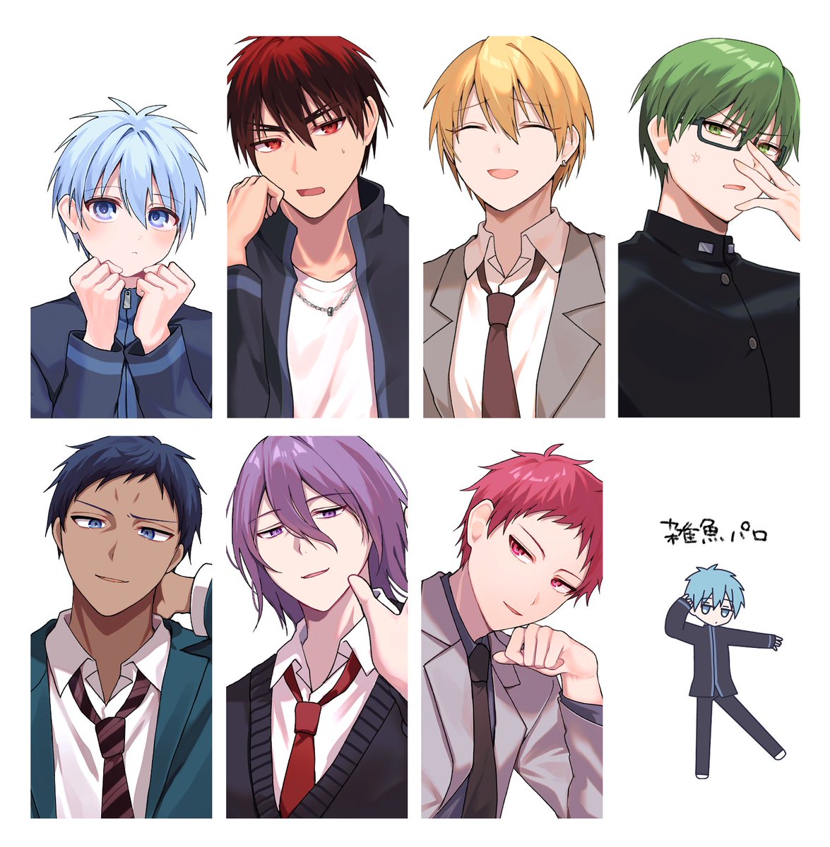 動画用に描いた絵（パロ）
右下のデフォルメはご本家様のイラストを参考に描いてます！