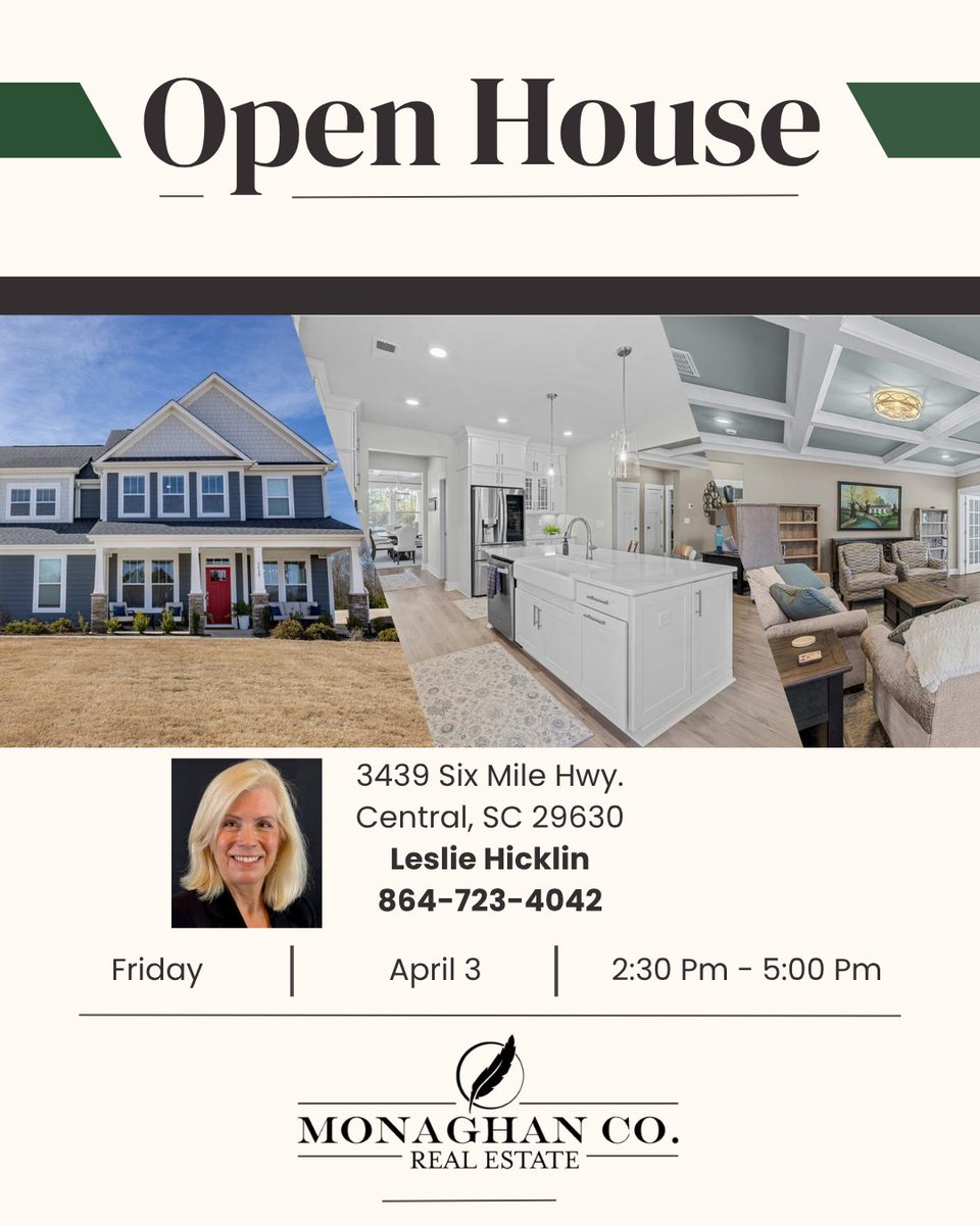 MonaghanCompany's tweet photo. Join Leslie on Friday afternoon at this stunner in Central's Chastain Ridge! 2:30pm - 5pm. https://t.co/L9xtuisly7