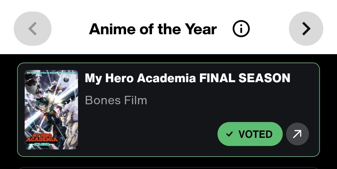 i'm not posting my entire votes for today bc i didn't know you can just skip some categories lmfao i didn't know who i was voting for some

LET'S VOTE MY HERO ACADEMIA FOR THE LAST TIME! 👊🏻