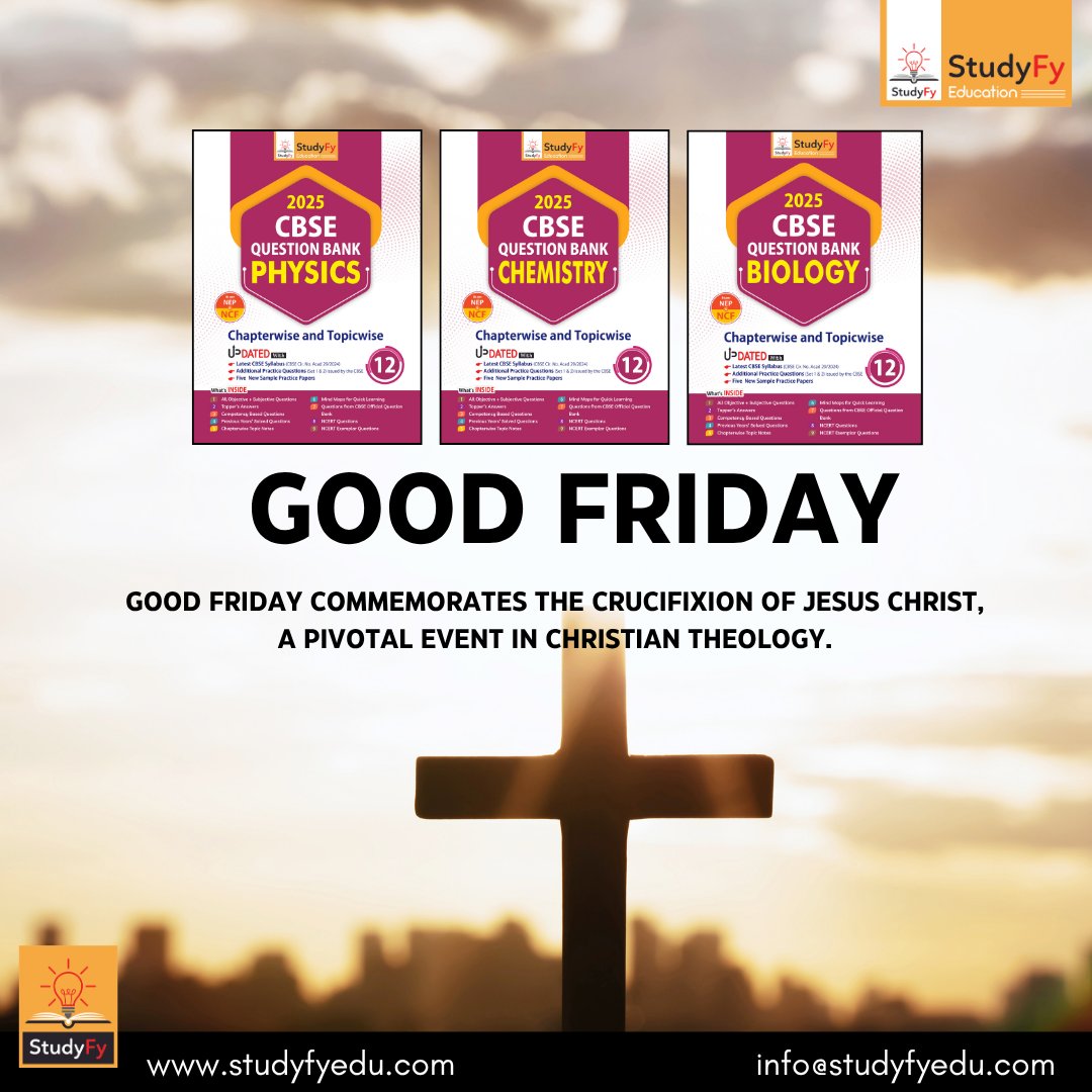 Studyfye's tweet photo. "The cross of Christ shows us that God's love is of deepest descent... and of eternal duration."
.
Happy Good Friday..
.
#goodfriday #goodfridayvibes #GoodFridayMorning #Studyfy #studyfyeducation #questionbank #samplepapers #labmanuals #CBSE #cbseboard #CBSESchool #cbseboardexam https://t.co/xrJbHDu3kL