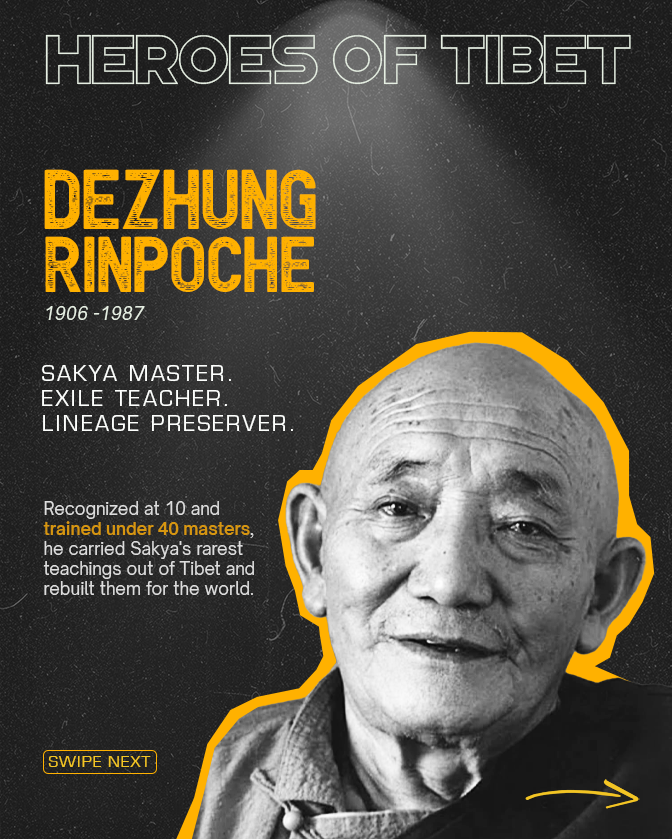 AATibet's tweet photo. Thread 1/3 #HeroesOfTibet:

Driven from his homeland, he refused to let a lifetime of sacred knowledge vanish into the shadows of history.

3rd Dezhung Rinpoche spent 25 years teaching tirelessly in exile, bridging ancient traditions with a modern world seeking meaning &amp; peace. https://t.co/71fPF0BTOk