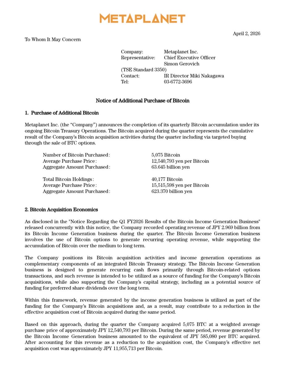 Metaplanet Inc. tweet media