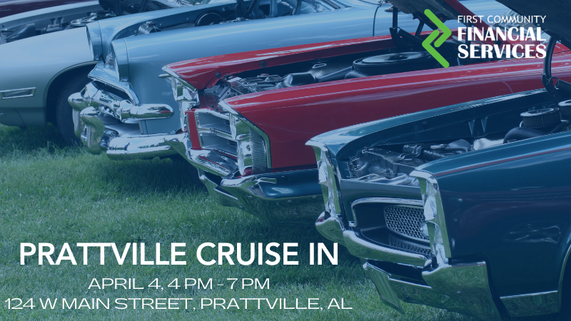 FirstCommFS's tweet photo. Rev up your weekend! 🚘 The City of Prattville &amp; Heart of Dixie Mustang Club are hosting the Prattville Cruise In—packed with classic rides, cool customs, and good vibes from 4–7 p.m. Stick around for a free concert at 6! 🎶

#PrattvilleAL https://t.co/bpaXHAnwmZ