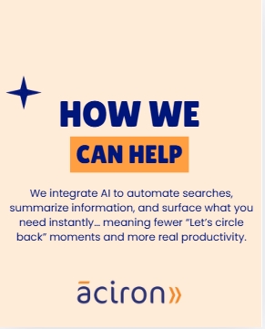 askaciron's tweet image. 30% of the workweek is lost to searching, not doing.
Our AI finds, summarizes, and delivers what you need, instantly.
Reach out to Aciron today to see how we can help! #AIIntegration #AIDevelopment