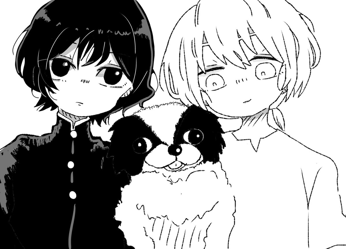 seri_fumetsu's tweet photo. 黒いのと白いのと白黒の犬 https://t.co/gT2qEHMzQJ