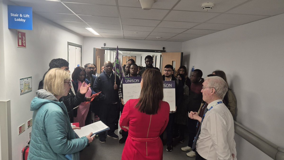 NorthWestUNISON's tweet photo. Migrant worker Healthcare Assistants at @TheCountessNHS came together to meet with the Board of Directors this week, to raise the pressing issue of saving their jobs through sponsorship. 

Due to the employer's delay, these workers remain at risk of joblessness... https://t.co/0Rrxo8lbsv