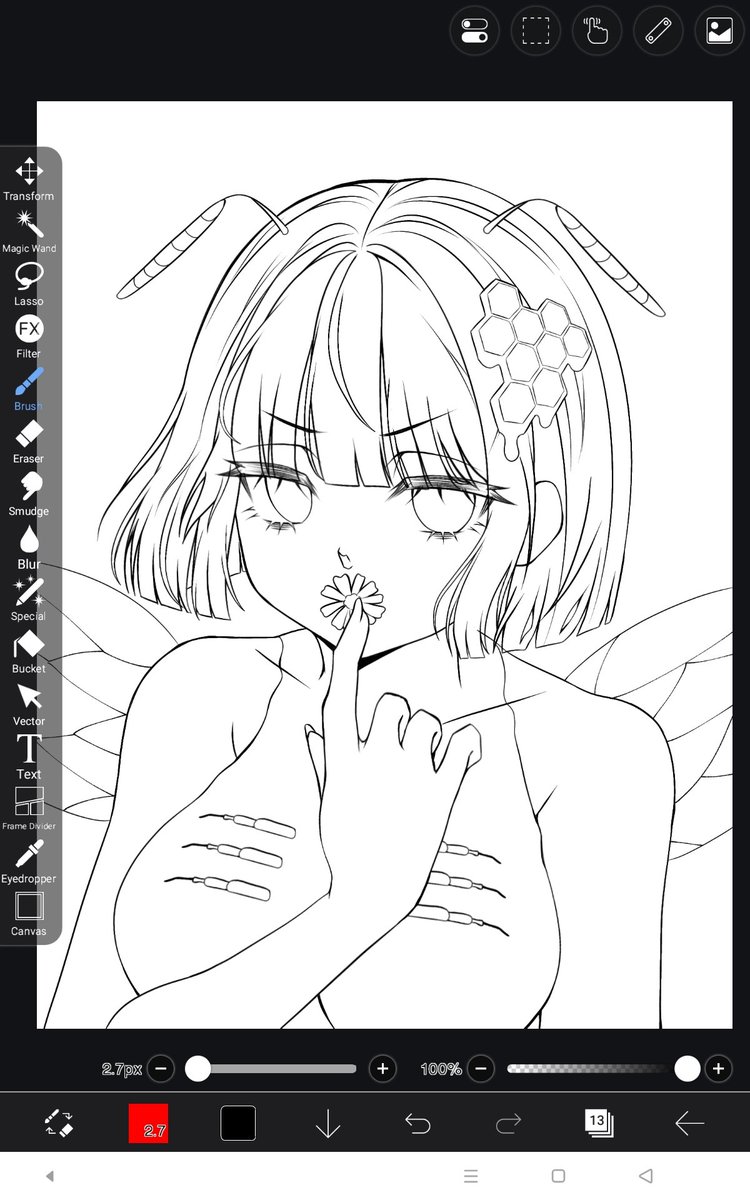 soni13024's tweet photo. Sketch to line art スケッチから線画へ 
私はVGenの月例アートチャレンジに参加しました。今回のコンテストのテーマは蜂なので、蜂の女の子を描いています。 https://t.co/F04Z0ddHd6