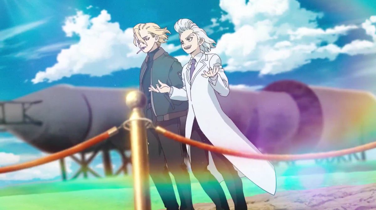 dadekudeku's tweet photo. There is a flashback sequence in the new #dcst opening. Taiju and Yuzuriha, an on-screen cannon couple, are shown talking together. A second later, the next people you see together are...Stanley and Xeno with a🌈.

And ppl will insist they aren't a couple smh

#stanxeno https://t.co/TnvLQWK09r