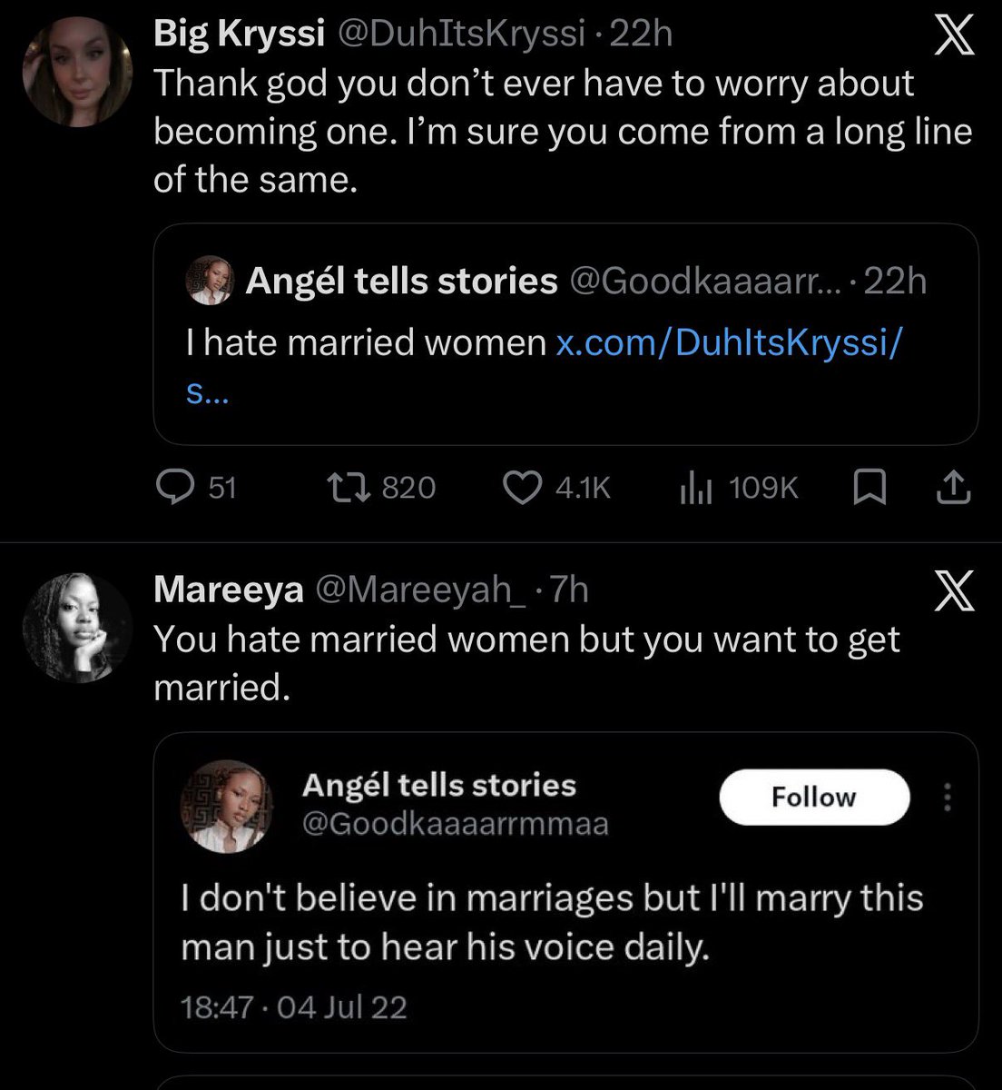 KingLohengramm's tweet photo. Queens chimed in with their “Whew chile I could never” cope & she’s cooking them with “I know”😭
They’ll then ask why black men are quick to cuff others while they stay in concubine zone with a maximum of 3 month terms
#DoTheStatsMakeSenseYet? https://t.co/7UOjeJIuWO