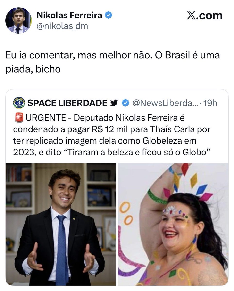Ai te pergunto, como o país seria sério com um mlk desse sendo deputado? Realmente o Brasil é uma piada, mas isso por culpa de políticos como você chupetinha