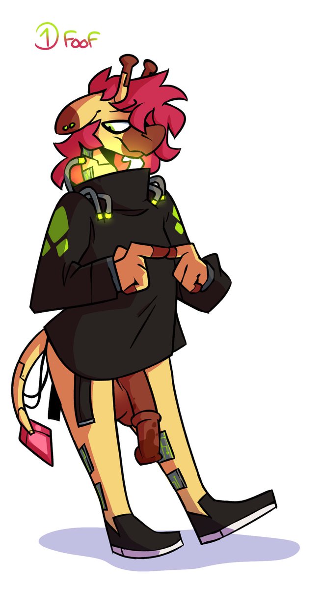 SkySimian's tweet photo. Question how many of yall would rp with a cyberpunk giraffe guy who seems outgoing and confident but is actually kinda shy and a pushover https://t.co/6iz9aZXmSY