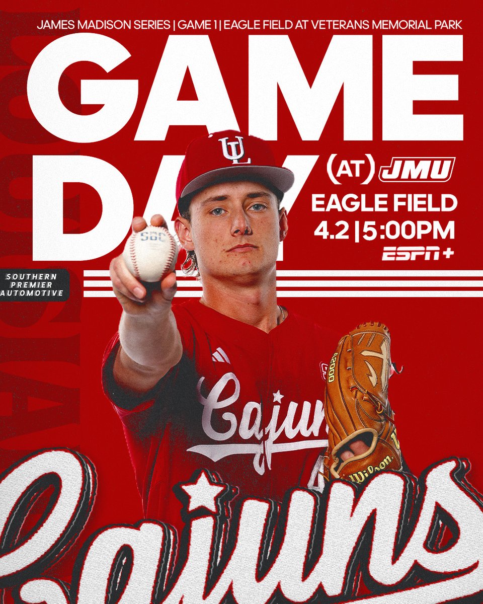 Another day, another diamond 💎

🆚 James Madison 
📅 04.02.26
⏰ 5 pm CT
🗺️ Harrisonburg, Va.
🏟 Eagle Field at Veterans Memorial Park
📺 ESPN+
📻 KPEL-FM (96.5) / Varsity Network

#GeauxCajuns | #WaterHoseBoys