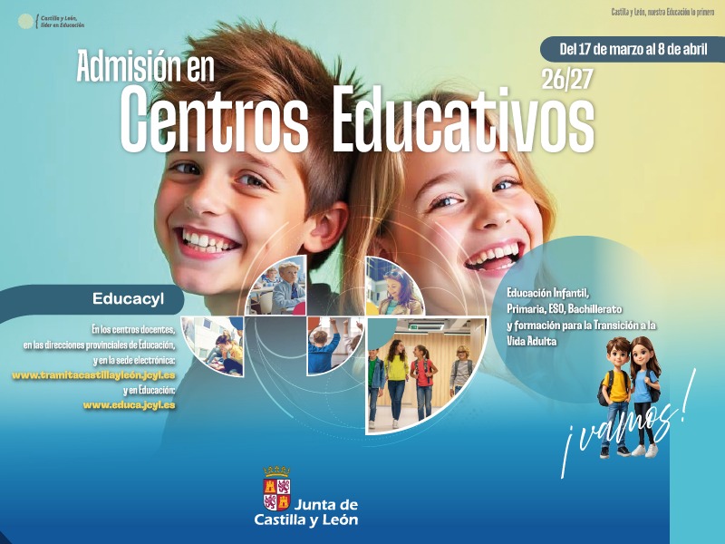 👩‍🏫Abierto el proceso de admisión en centros docentes

🎒Etapas de Infantil (ciclos I y II), Primaria, Secundaria, Bachillerato, y Programas de Transición a Vida Adulta

📆Solicitudes: hasta el 08/04
ℹ️Consulta información y trámites

<a href="/educacyl/">Educación JCyL</a> <a href="/012jcyl/">012 Castilla y León</a> 

f.mtr.cool/vehyufbbah