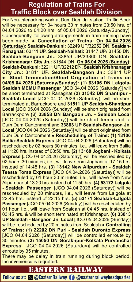 Eastern Railway tweet media