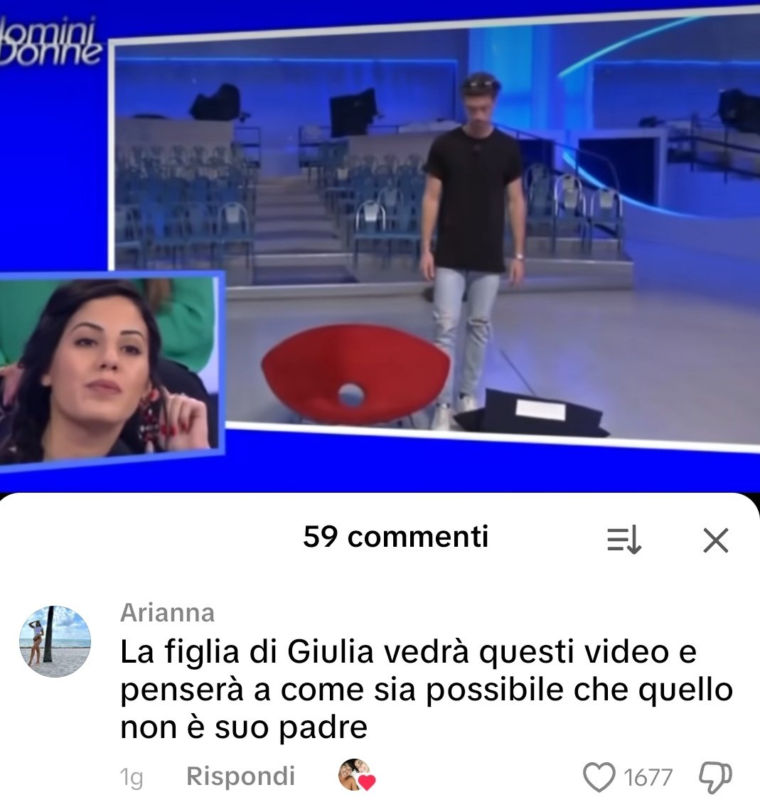questo commento sotto un'esterna di andrea damante e giulia de lellis