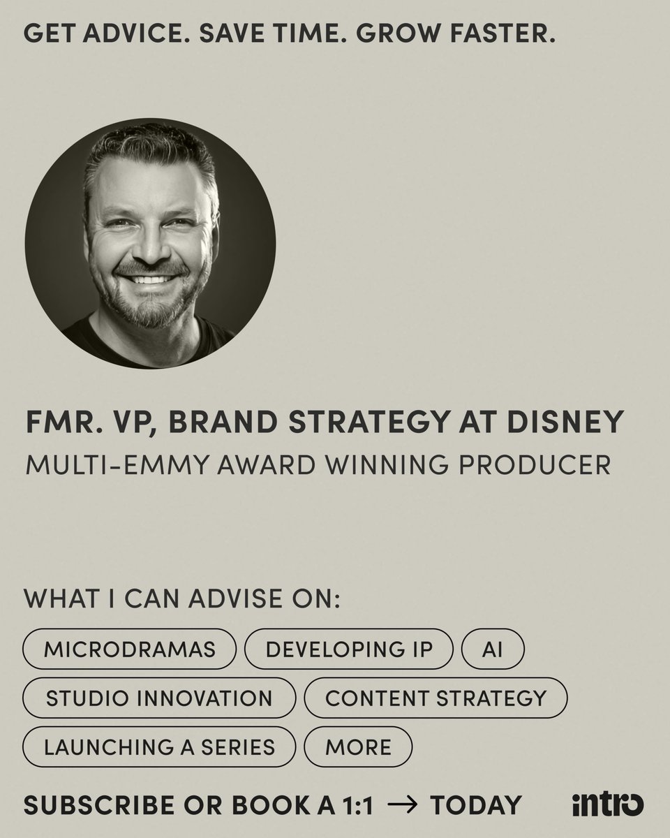 Exciting news! I’ve been invited to be a Top Expert on <a href="/intro/">Intro</a>.

Things I can advise on:
✔️ AI production
✔️ Microdramas
✔️ Technology &amp; entertainment
✔️ How to develop IP
✔️ Best practices for AI workflows
✔️ Advice on scaling production