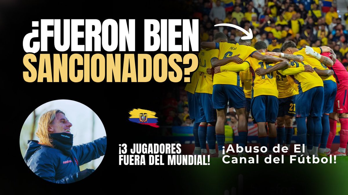 ¡3 jugadores de Ecuador se quedan fuera del Mundial! ¿Fueron bien sancionados por Becaccece? ¡El abuso de El Canal del Fútbol! Harto Shocolàt 🇪🇨 youtu.be/PNe5j9AVvEI