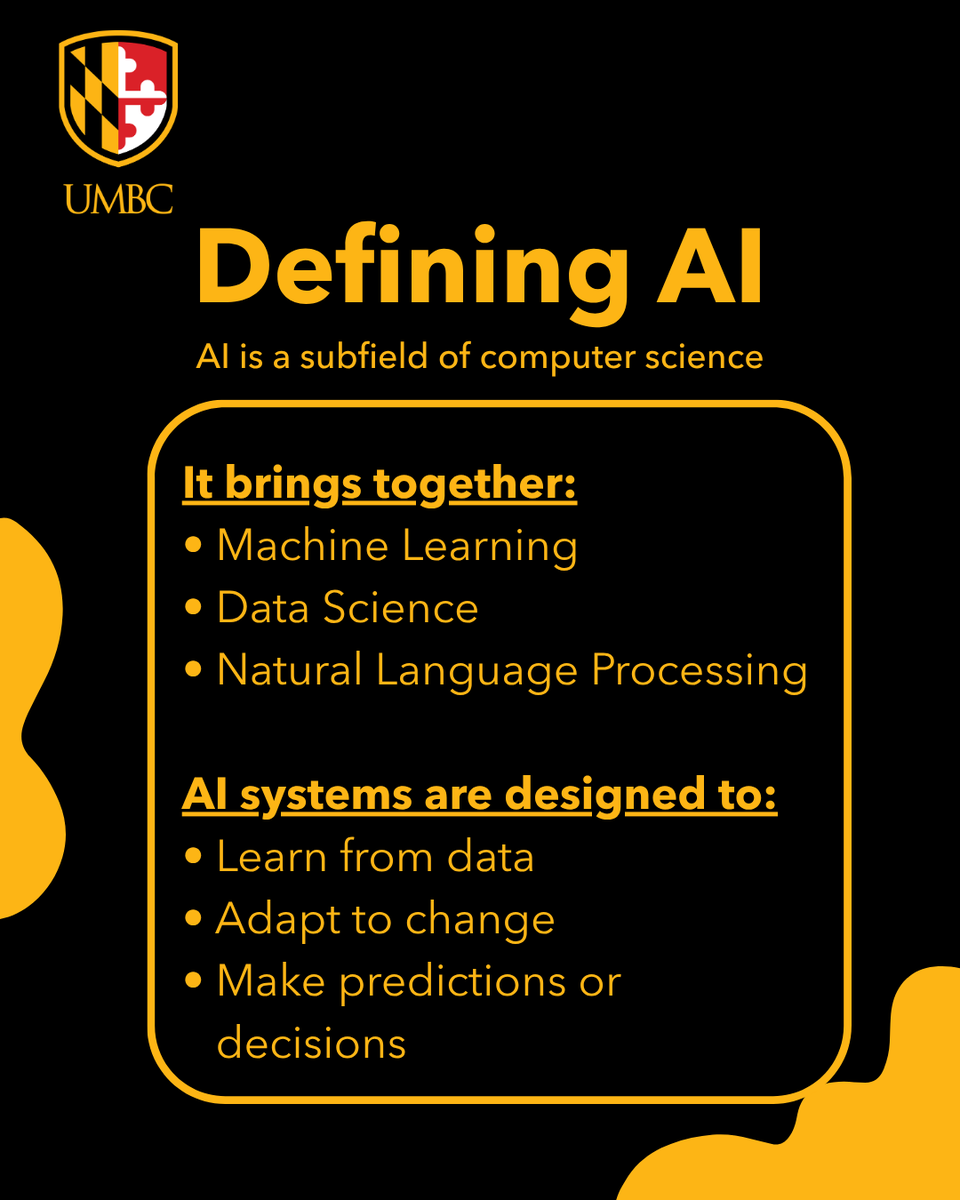 UMBC_DPS's tweet image. Artificial Intelligence is more than just tools—it’s a discipline shaping how systems learn, adapt, and make decisions.

The goal isn’t just to use AI—but to use it responsibly, effectively, and with purpose.

#UMBC  #ProfessionalDevelopment #ArtificialIntelligence #FutureOfWork