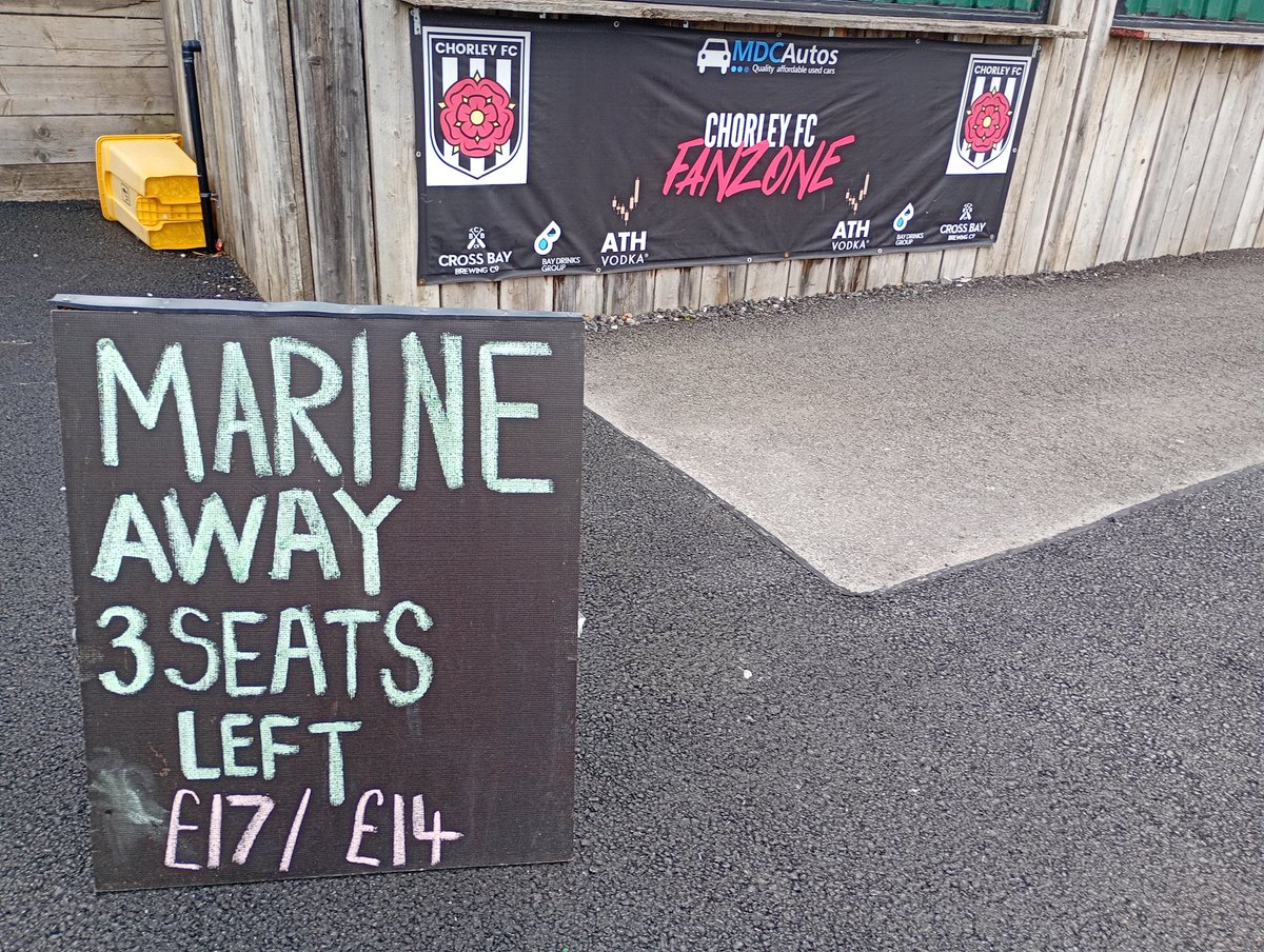 ChorleyAwayDay's tweet photo. 3 seats left - 47 Sold
Let's fill this @chorleyfc supporters 
#WeAreChorley https://t.co/gZGVBZcRWn