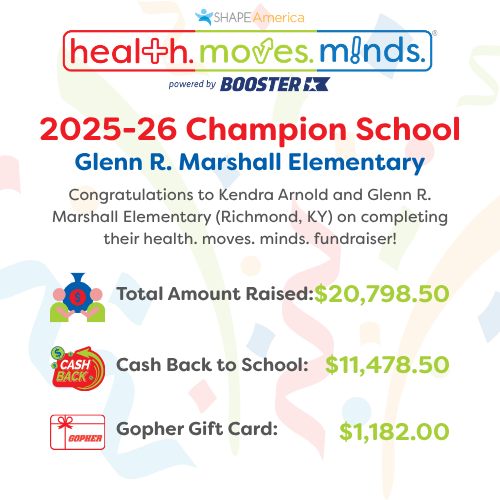 🔥Huge congrats to Glenn R. Marshall Elementary (KY)!

Led by Kendra Arnold, they raised $20,798.50 in year 3 🤯

💰 $11,478.50 back to school
 🎁 $1,182 in rewards
Also named #2 Top Fundraising School (2024–25) 👏#healthmovesminds #schoolfundraising #physed