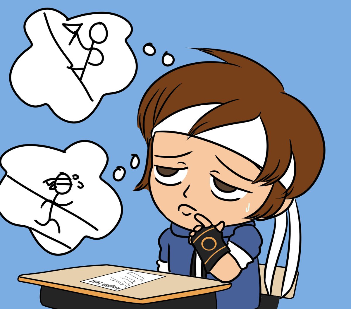 ESArt14's tweet image. #ShingoWeek Day 2: Hike

Poor Shingo! He's in the middle of an English test and he doesn't know if  he needs to write about hiking or walking. Someone let him copy, Kusanagi-san needs the answer too!

#shingoweek2026 #矢吹慎吾 #kof