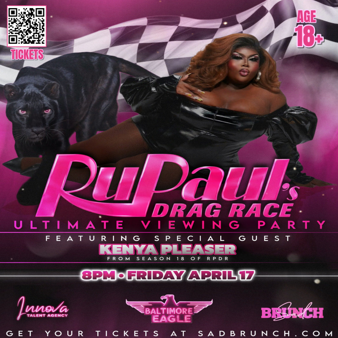 EagleBaltimore's tweet photo. Get ready to gag, Baltimore! 💖✨ The Eagle is turning pink for a night of high-energy drag and dance floor anthems!
Join us for the RuPaul’s Drag Race Ultimate Viewing Party followed by the UN-TUCKED Dance Party featuring the iconic Kenya Pleaser from Season 18! 🏁🔥
🗓️ THE DETAILS
 * WHEN: Friday, April 17th
 * TIME: Doors open @ 7:30 PM
 * WHERE: Baltimore Eagle (2022 N Charles St, Baltimore, MD)
 * MUSIC: Beats by DJ Troy Jones & DJ Vince Christopher
🎟️ TICKETS & ENTRY
 * AGE: 18+ to party
 * PRICING: $25 for Under 21 | $20 for Over 21
 * BUY: Grab yours now at https://t.co/wUbwcqnVGZ or scan the QR code!
Don't miss the viewing party of the season and the wildest after-party in the city. See you there, beauties! 👠🦅
#BaltimoreEagle #KenyaPleaser #RPDR #DragRace #BaltimoreEvents #UnTucked #SadBrunch #DragParty #LGBTQBaltimore
