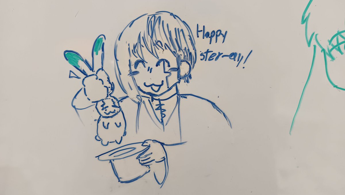 Gen on the Uni whiteboard !! Happy easter!!!! HAPPY NEW DR STONE EP !!!!!!!