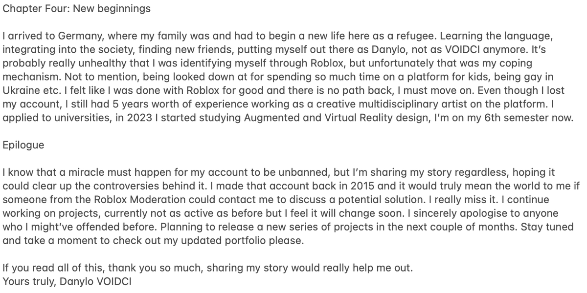 voidci's tweet image. Telling the story about what has been happening to me lately, please take a moment to read through it, sharing would be so greatly appreciated! Hope of getting my account back is still lingering in me.   

TW: Talking about War  

#Roblox #Developer #Termination