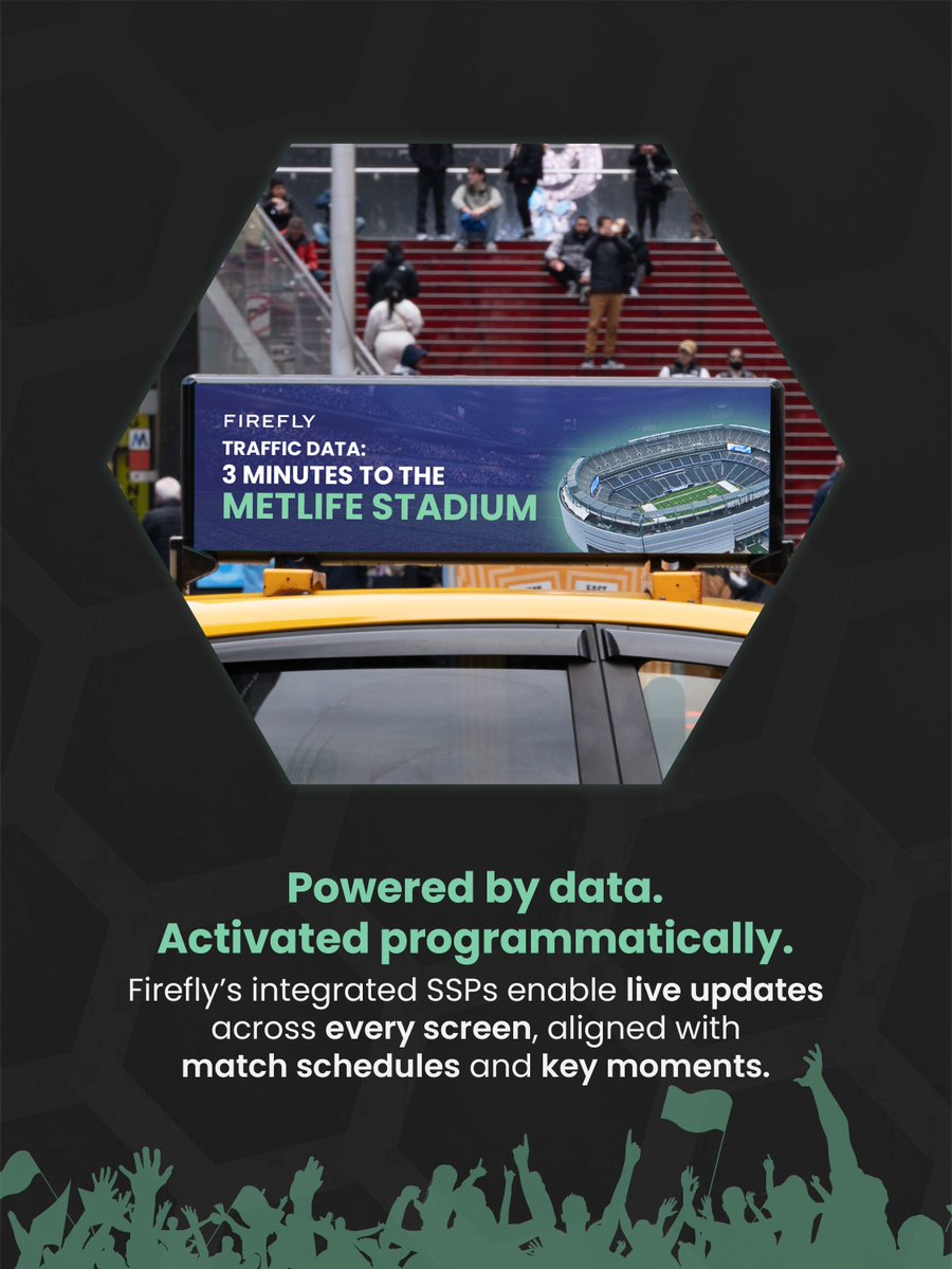 Firefly_Cities's tweet image. When the game can turn in a second, your creative should too.

Live scores. Real-time updates. Creative that moves with the moment.

Programmatic DCO, available through @PlaceExchange, powered by Firefly.

#ProgrammaticDOOH #DynamicCreative #Firefly