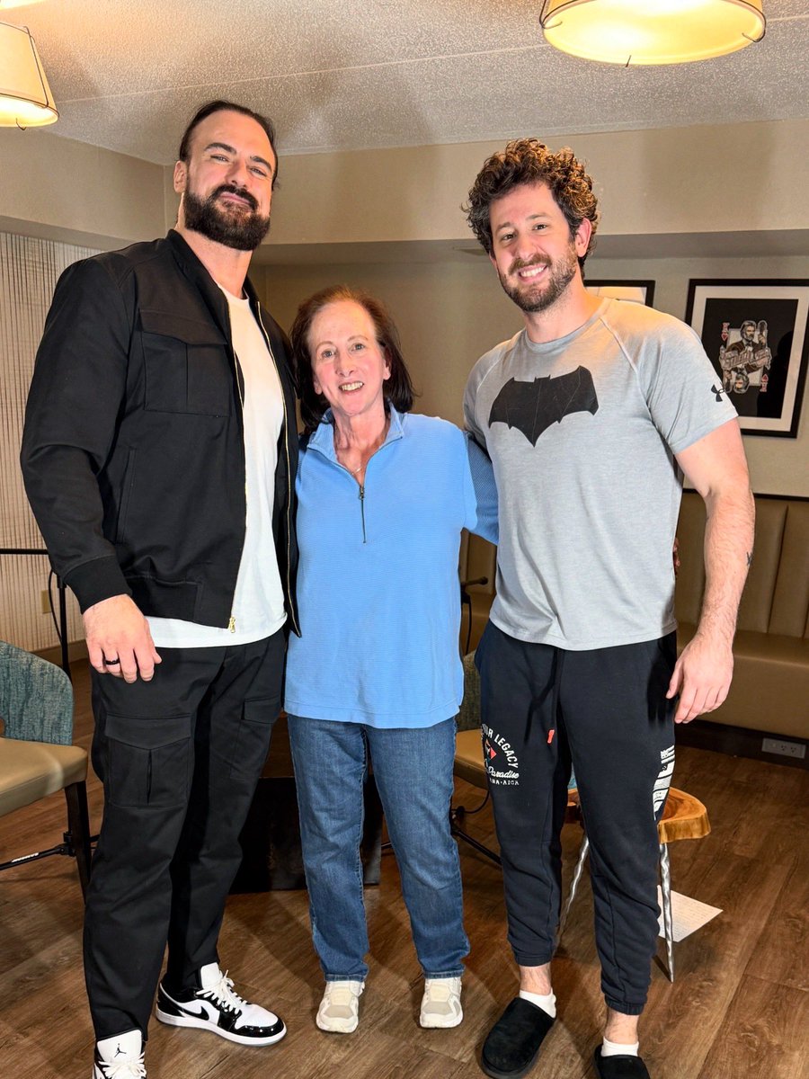 BrandonDavisBD's tweet photo. Happy birthday to my Mama Michele, who definitely doesn’t have a crush on @DMcIntyreWWE and definitely didn’t ask for a photo with him without me in it. https://t.co/Dr3taCPIjY