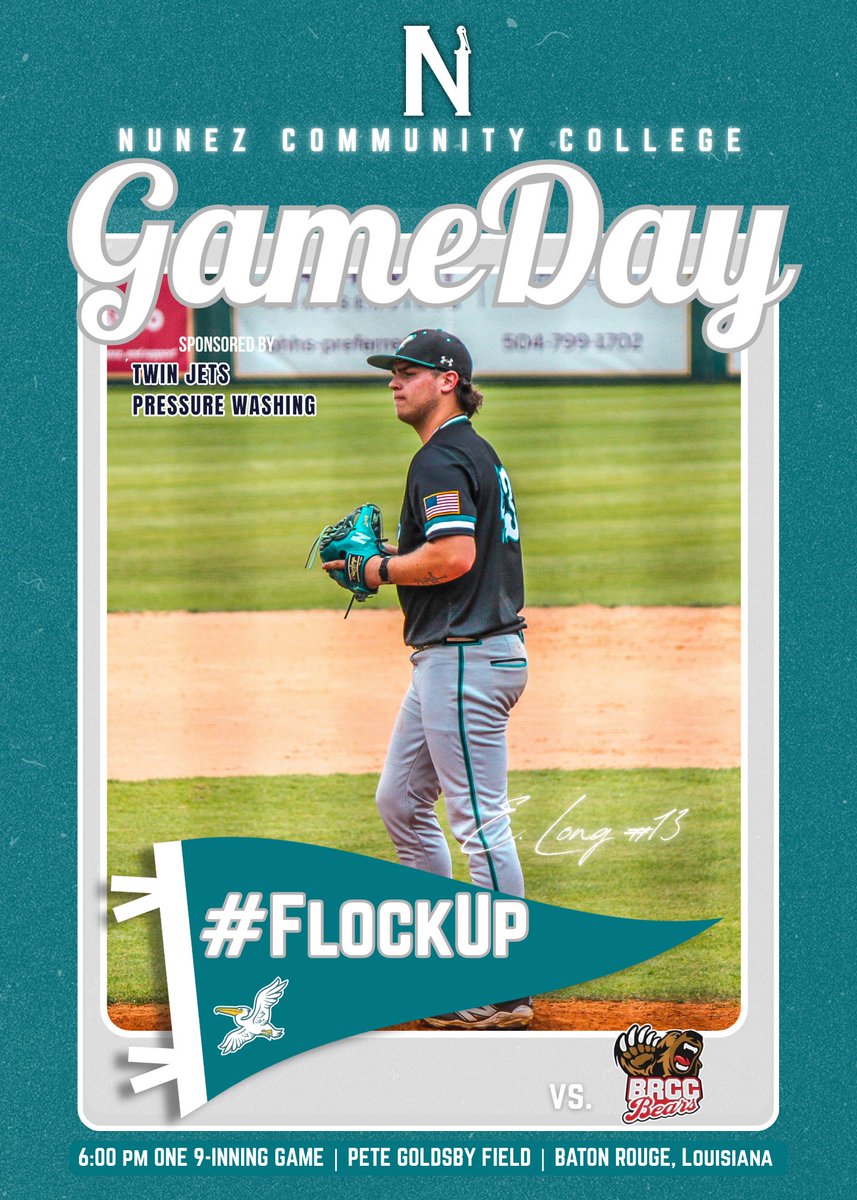 NunezCCBaseball's tweet photo. The Pels are back on the road for another Region-23 weekend. The first game of our 4-game conference series against BRCC is tonight at 6:00 pm in Baton Rouge! 

🏟️Pete Goldsby Field 
🆚BRCC
📍Baton Rouge🏟️, Louisiana
⏰6:00 pm
📺@TSBNSports 

#FlockUp https://t.co/hTUsygljgi