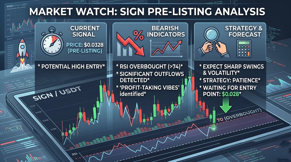 HShokut28540's tweet photo. I see SIGN at $0.0328 pre‑listing. RSI above 74 and large outflows? That’s profit‑taking vibes. Expecting sharp swings. I’ll wait for $0.028.
@Sign
$SIGN
#SignDigitalSovereignInfra https://t.co/U1AJtjGm0f