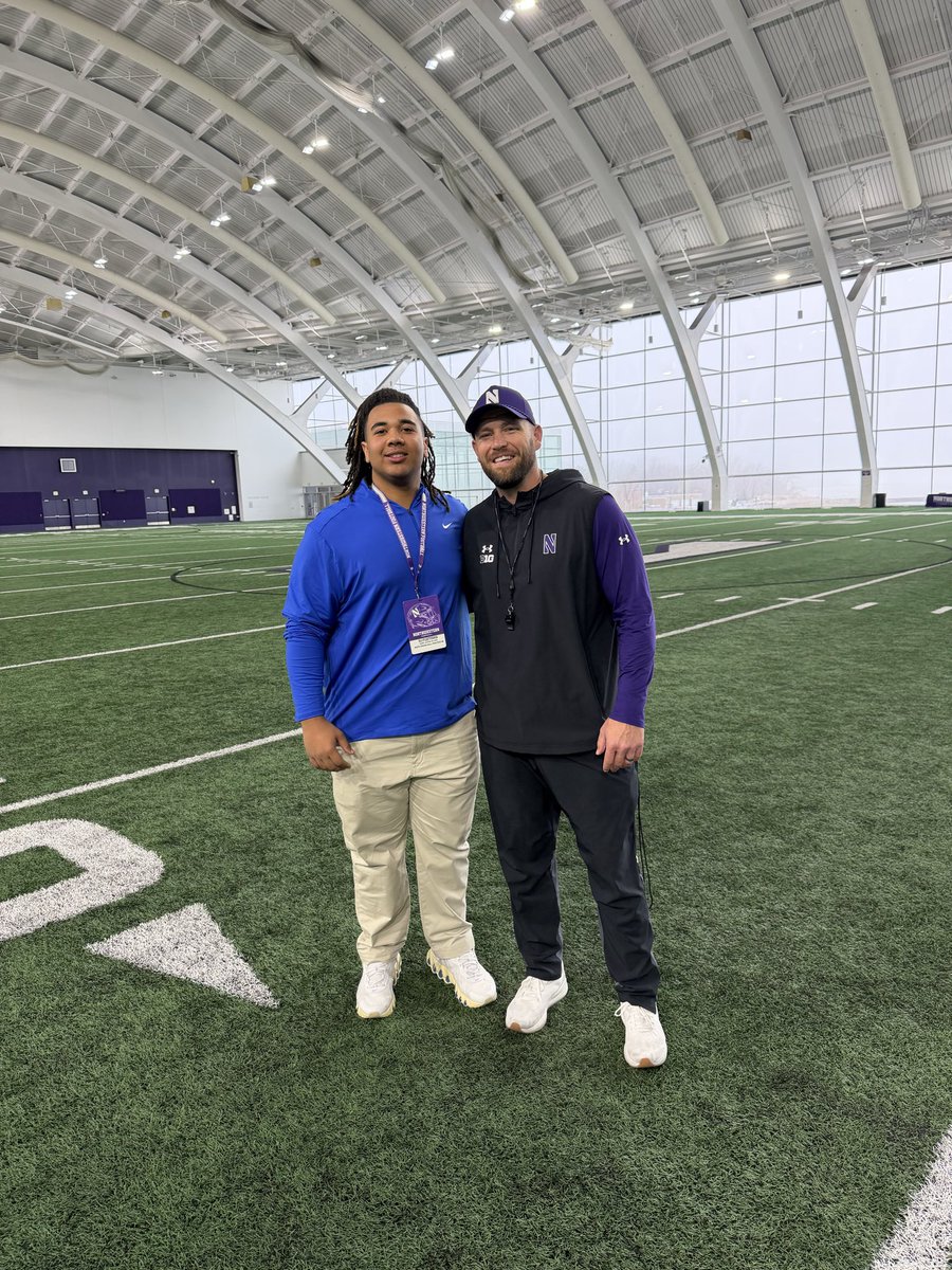 Had a great time at Northwestern today. Thanks to the coaches for the opportunity to come watch spring practice. 
<a href="/CoachWyatt_/">Fred Wyatt</a> <a href="/DavidBraunFB/">David Braun</a>  <a href="/CoachKolodziej/">Ross Kolodziej</a> <a href="/Coach_Mulford/">Sam Mulford</a> <a href="/Coach_McGarigle/">Tim McGarigle</a> <a href="/Smith_D55/">Drew Smith</a> <a href="/Brodbeckj02/">Jake Brodbeck</a> <a href="/RUNBYU/">COACH T, M.Ed., HSSCC, USAW,FMS</a> <a href="/COACHSPECHT28/">Steve Specht</a> <a href="/Bryan_Ault/">Bryan Ault - Midwest Scout</a>