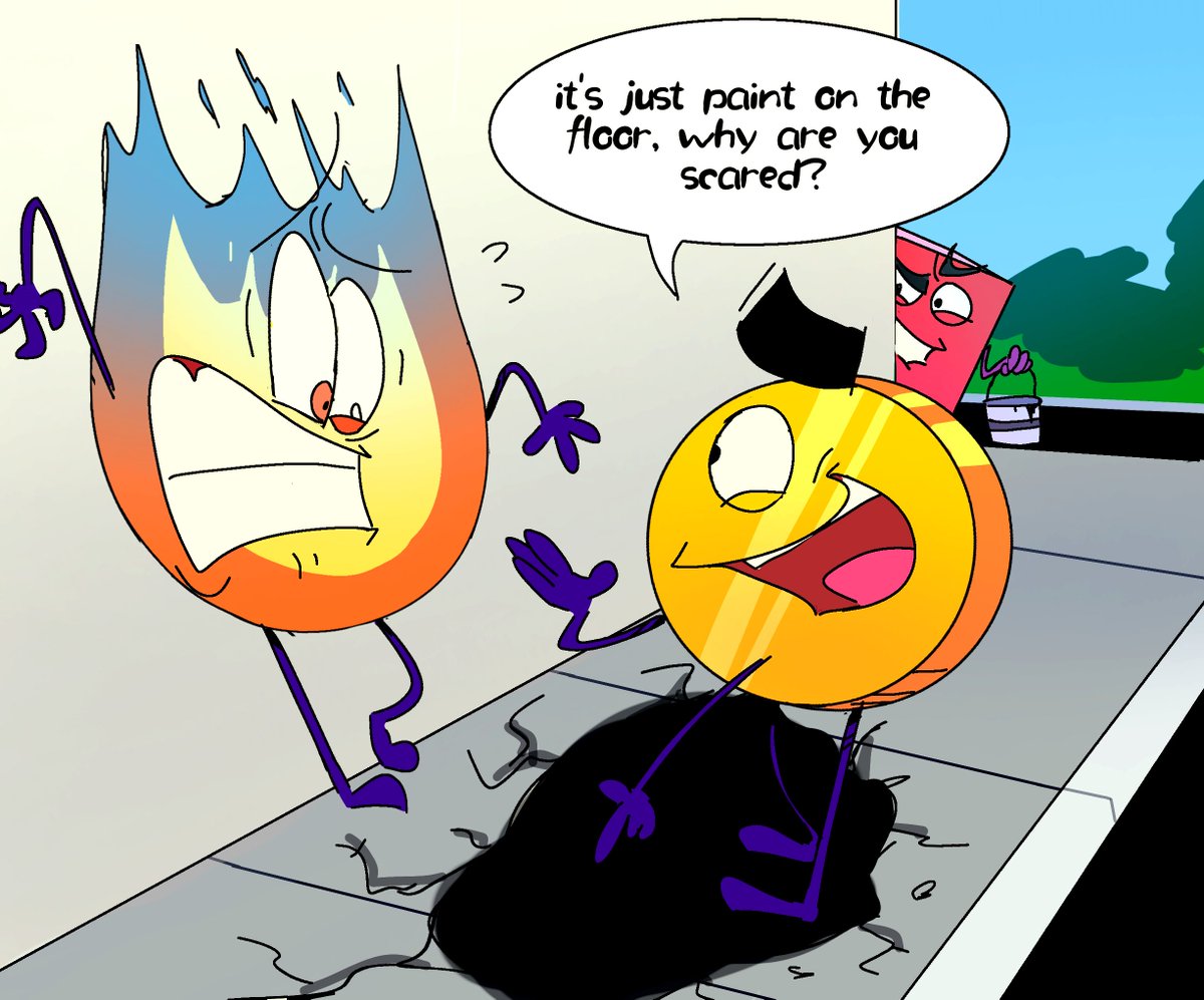 carrowthearrow's tweet image. firey's fear of heights #bfdi #osc #osctwt #firey #coiny #blocky #comic