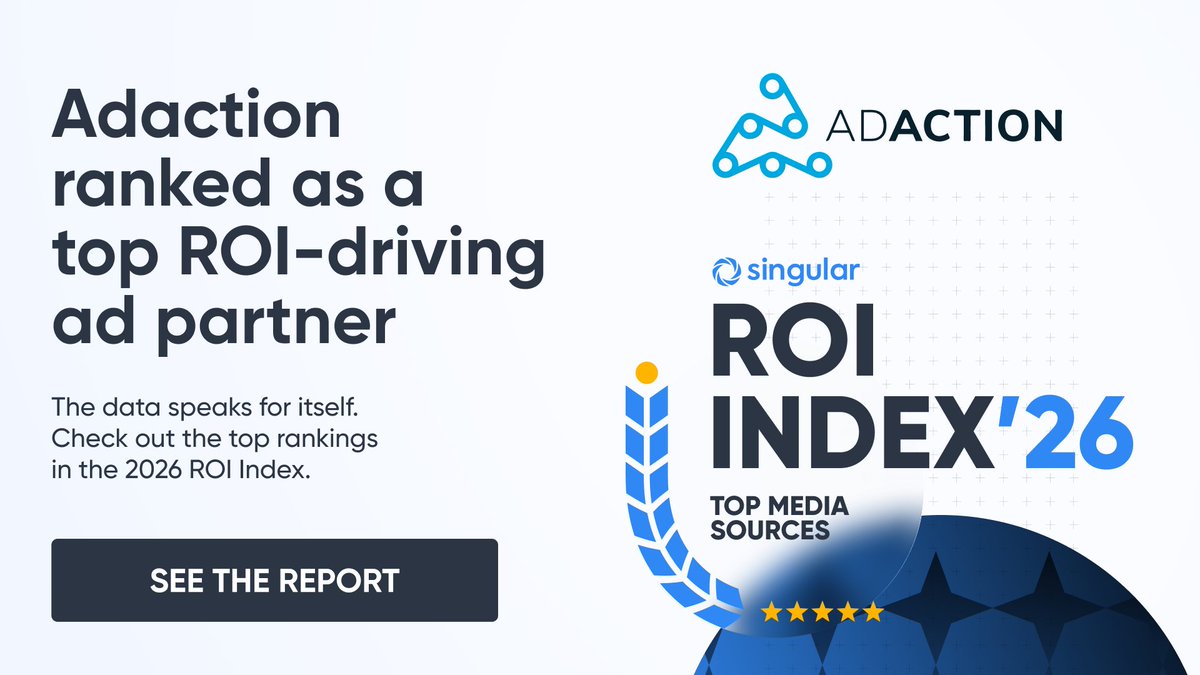 AdActionConnect's tweet image. Big news! 💥 AdAction earned 14 top ROI channel rankings in the #Singular ROI Index 2026. One of the highest platform density scores in the report.

You don't buy your way into the ROI Index. You earn it.

Read the full story: adaction.com/blog/newsroom/…

#MobileAdvertising