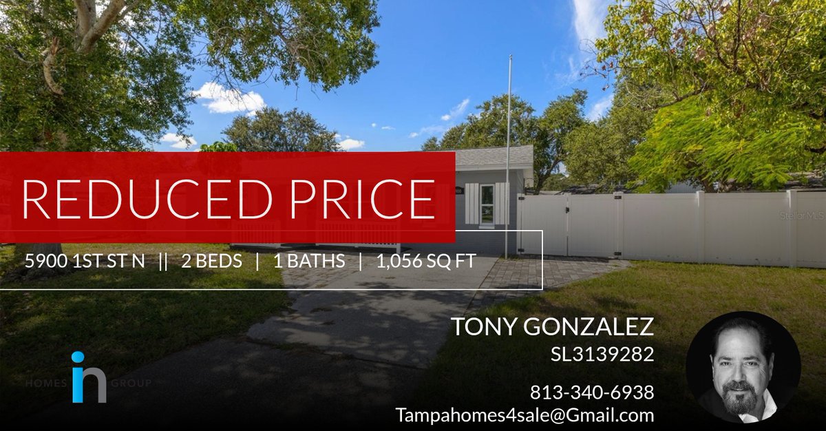 📍 Reduced Price 📍 This recently reduced home at 5900 1st St N in St Petersburg won't last long, so, don't wait to set up a showing! Reach out here or at 813-340-6938 for more information!

TONY GONZALEZ, MBA, REOS, CDPE
... homeforsale.at/5900_1ST_ST_N_…