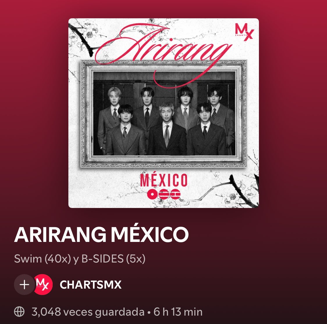 ¡La batalla contra Brasil aún no termina! El día de seguimiento cierra a las 5:59PM! 

Todavía logran correr una playlist nueva en una cuenta adicional, aún no ganamos ARMY México.  Recuerden que es una batalla semanal 👏👏👏👏

open.spotify.com/playlist/1IhaH…