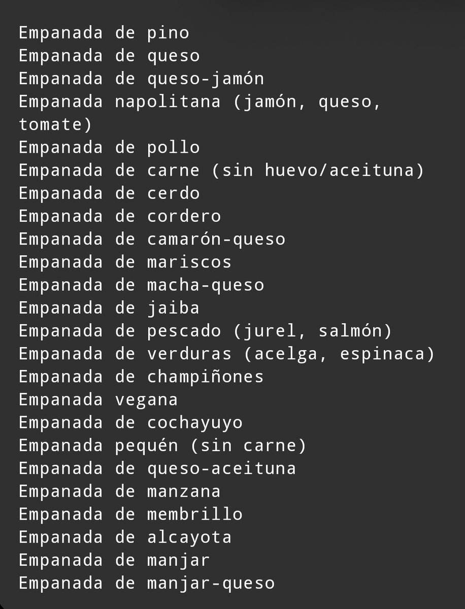 helopezga's tweet photo. @galletetitas @izariez Algunas empanadas que se venden en Chile https://t.co/cZaIRWGjpX