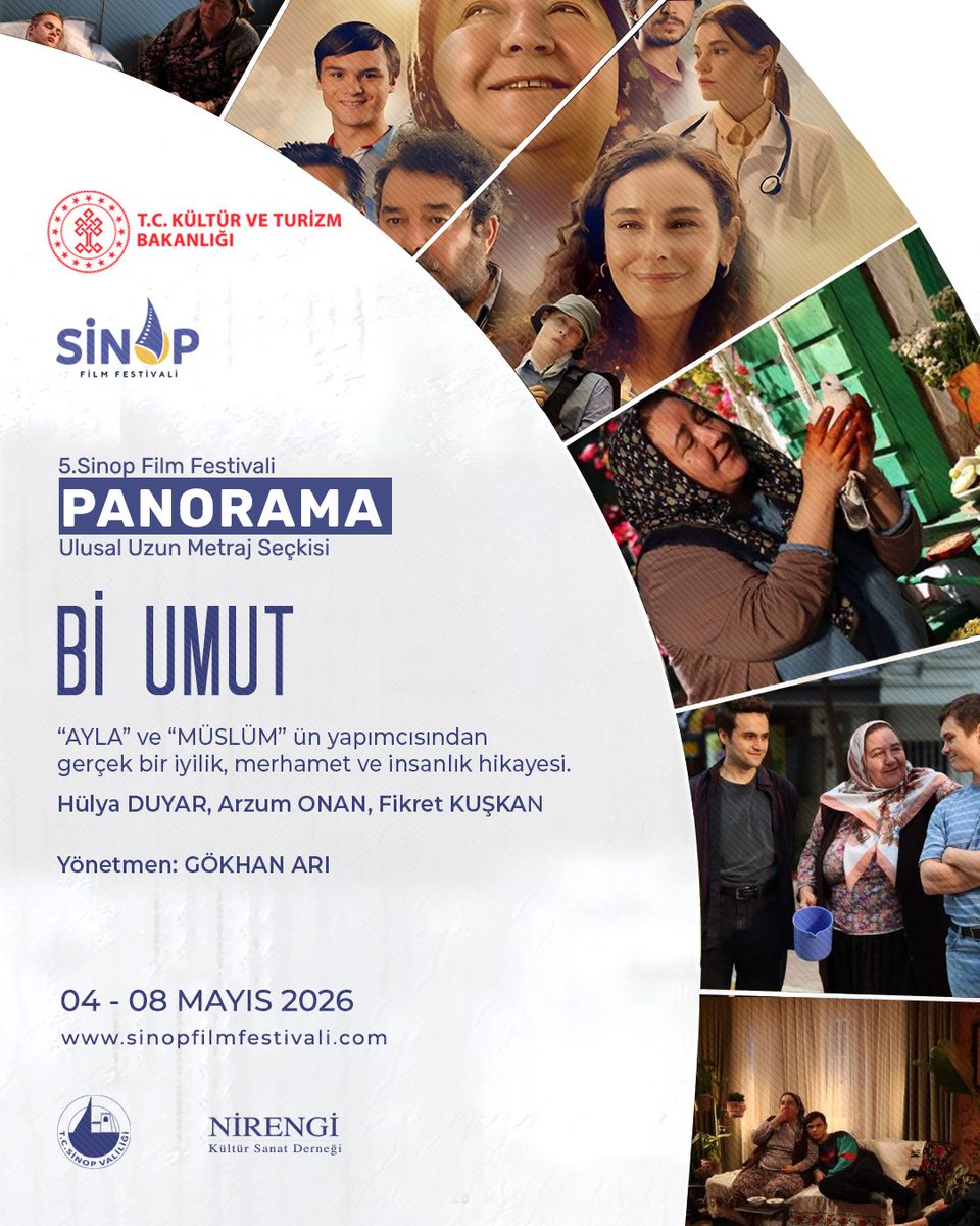 5.Sinop Film Festivali Panorama: Ulusal Uzun Metraj Seçkisi kapsamında izleyiciyle buluşacak olan “Bİ UMUT” filmi için geri sayım başladı.

Ayla ve Müslüm gibi unutulmaz yapımların yapımcısından gerçek bir iyilik ve insanlık hikayesi.

<a href="/TCKulturTurizm/">T.C. Kültür ve Turizm Bakanlığı</a> 
<a href="/SinemaGenelMd/">Sinema Genel Müdürlüğü</a>