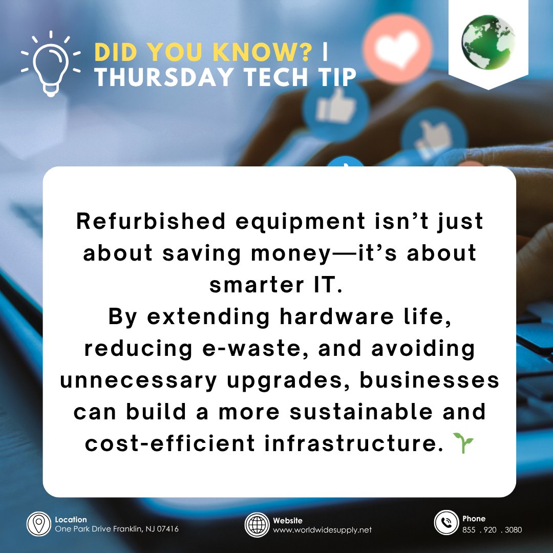 worldwidesupply's tweet image. Refurbished equipment isn’t just about cutting costs—it’s about making smarter IT decisions.

👉 Learn more: worldwideservices.net/the-role-of-re…

#SustainableIT #RefurbishedIT #GreenTechnology #ITInfrastructure #EnterpriseIT #DataCenter #TechSustainability #ITStrategy #BusinessEfficiency