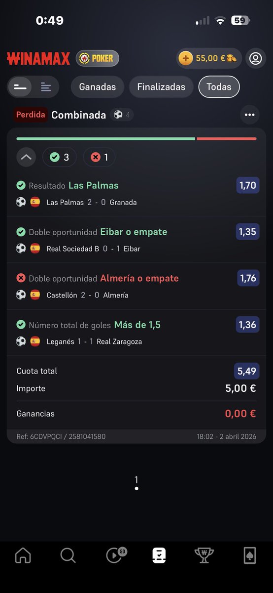 nos ha jodido el puto almeria la cuota 5, atentos mañana que soltare alguna por aqui y seguro que en telegram