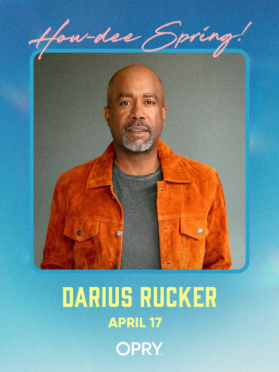 opry's tweet photo. Sometimes the car speakers aren't enough and you gotta hear this guy sing hits like "Alright" and "Wagon Wheel" in person! 😁 

Get tickets to see Opry star @dariusrucker, @vgcom, The Wilder Blue, and more on April 17th! 🎟️ https://t.co/wMUMGmtwJP https://t.co/25DkfmPnyY
